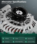Close-up of Heavy Duty 150 Amp 12V CW Alternator With 6 Groove Pulley Fits Ford Escape 3.0L 2008 Mazda Tribute 2008