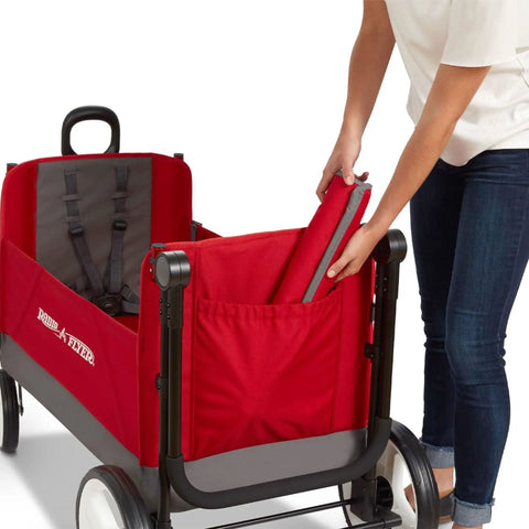 Convertible Wagon Stroller for Kids 1 Plus Beach Cart With Wheels All In One Red Wagon Kid Friendly Travel and Play in use