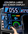 Close-up of digital screen on 55 Amp Plasma Cutter With High Frequency Non Touch Pilot Arc, DC Inverter, Dual Voltage 110 to 220V.