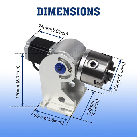 Product dimensions of D80 CNC 4th Axis Rotary Chuck For Pro Grade Engraving 80mm Jaw 129mm Center Height 3 Jaws Lathe Fixture.