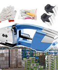 Beast Of A Battery Powered Electric Strapping Machine For PP And PET Straps Auto Tightening Portable Packaging Tool in use