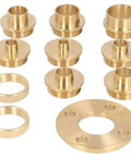 Top Shelf 11 Piece Solid Brass Router Bushing Set And Template Guide Kit With Adapter Plates displayed in detail.