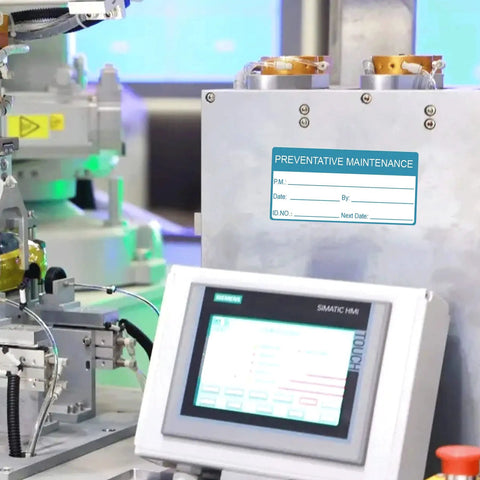 Self Laminating Preventative Maintenance Labels 1x2 Inch By Date Next Inspection Safety Stickers on industrial equipment