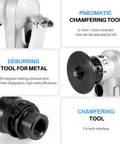 Close-up of 45 Degree Manual Pneumatic Chamfering Machine For Metal Trimming And Deburring with adjustable chamfer size.
