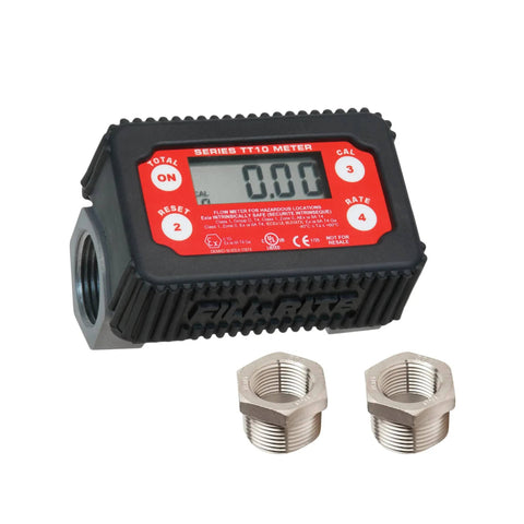 One Inch In Line Digital Turbine Fuel Meter For Transfer 2 To 35 GPM 8 To 132 LPM Aluminum Body Black Red Display Easy To Read Durable