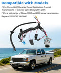 Hot Shot 5 Speed Transmission Wiring Harness For Chevy Duramax Diesel GMC 2004 2005, showing connectors and wiring on truck.