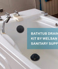 Matte black bathtub drain/overflow kit by Welsan; universal all-metal lift-and-turn with single-hole faceplate.