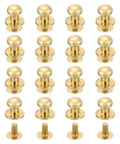 Dope 16 Piece Ball Head Stud Screw Back Rivet Set For Leather Craft Nipple Rivets 7mm Round Head DIY Handbag Shoes Belt Repair Light Gold Finish Copper Iron Durable displayed in rows