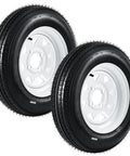 4.80-12 Bias Ply Trailer Tire And Wheel Assembly Set Of 2 With White 12 Inch Spoke Wheel Four Lug Four Inch PCD Load Range C 6PR
