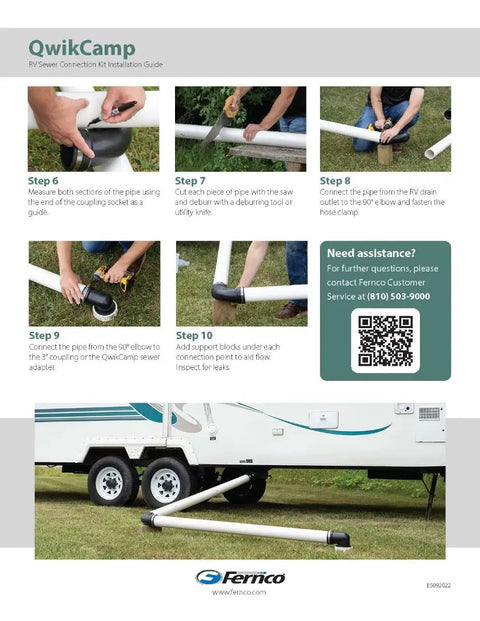 RV Sewer Connection Kit With Slip Fit Coupling Adapter For 3 Inch PVC Pipe installation guide for campers and travel trailers