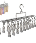 Heavy Duty Stainless Steel Vertical Closet Hanger For Pants And Leggings Space Saving Multi Tier wardrobe rack with clips.