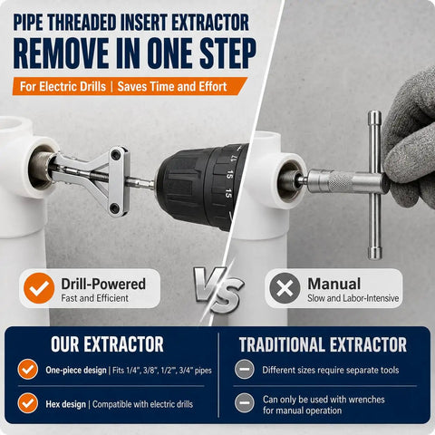 Grab This Heavy Duty Broken Pipe Extractor Set To Fix Rusty Stripped Boltss And Damaged Threads On Half Inch Or Full Inch Pipes With Ease Using A Hex Shank Drill For Your Next Fix It Today Plumbing Project. Pipe threaded insert extractor for 1/4 to 3/4 in pipes, alloy steel, drill-powered