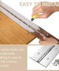 User installing Heavy Duty Stainless Steel Piano Hinges, 36 Inch Continuous Door Hardware With Screws on wood.