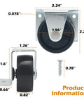 Low Profile 2 Inch Caster Wheels For Trundle Beds And Cabinets 4 Pack Ultra Slim Furniture Casters dimensions labeled with screw