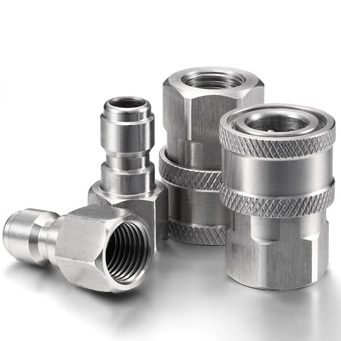 Shimeyao 2 sets 1/4-inch NPT pressure washer quick-connect fittings, metal couplers and plugs
