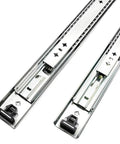 Two Heavy Duty Full Extension Drawer Slides Side Mount 12 to 40 Inch Adjustable Glides With Detachable Quick Release Latches.