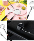 Telescoping Inspection Mirror Set, 3 Piece Rotating Round Head Tool displayed with cosmetics and small parts