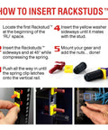 Instructions for installing 80 Pack Front Install Rack Mount Studs Set With 40 Red 2.2 mm And 40 Purple 3.2 mm Pieces For 19 Inch Racks.