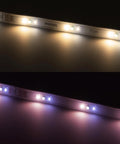 Bluetooth Smart Lightstrip Plus 1m Extension No Plug For Easy Mood Lighting Voice Control With Alexa Apple HomeKit and Google Home White 3ft Addon Strip lit up showing warm and cool tones.