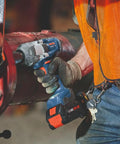 Heavy Duty 18 Volt Cordless Impact Wrench With Half Inch Drive Friction Ring and Beast Mode Torque in use on large pipe fittings.