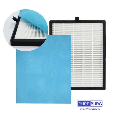 Replacement Filter For KVV And Unbeaten Pets 300 Air Purifiers Pack Of 2, H13 True HEPA With Activated Carbon shown with pre filter layer