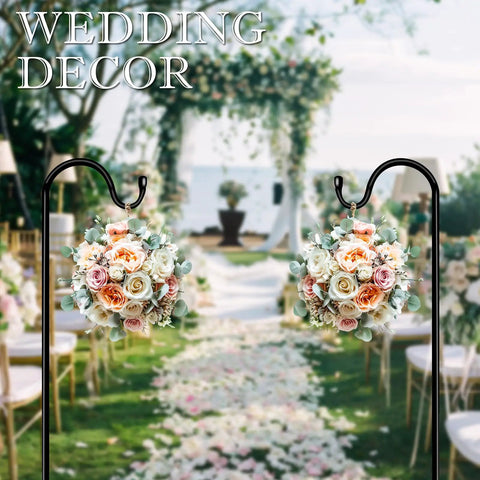 Shepherds Hooks For Outdoor 42 Inch Garden Bird Feeder Pole With Five Prongs Base Adjustable For Hanging Wedding Decor
