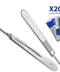 Pro Grade Dissection Kit For Biology Lab With 30 Pieces And Stainless Steel Scalpel Handle And Blades In A Durable Carrying Case Perfect For Medical Students And Veterinary Training, Anatomy Practice, Safe Dissection: stainless handle, blades, x20 pack