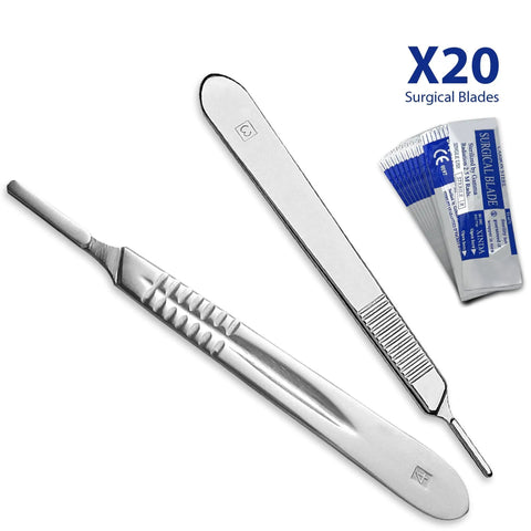 Pro Grade Dissection Kit For Biology Lab With 30 Pieces And Stainless Steel Scalpel Handle And Blades In A Durable Carrying Case Perfect For Medical Students And Veterinary Training, Anatomy Practice, Safe Dissection: stainless handle, blades, x20 pack