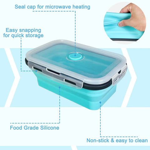 4 Pack Space Saving Collapsible Food Storage Containers With Lids For Small Kitchens And On The Go Living Includes 12 Oz 17 Oz 27 Oz And 4 Cup Sizes Folds Down To One Third Height Airtight Lids For Easy Meal Prep