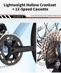 Ultra Lightweight Carbon Fiber Road Bike With Full Carbon Frame Fork Handlebar And Seatpost Hydraulic Disc Brakes Shimano 105 R7100 24 Speed Drivetrain Adult Racing Bicycle For Street Rides White 56cm, showing lightweight crankset and 12-speed cassette close-up.