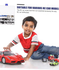 Child playing with RC cars next to RC Car Screw Kit With Replacement Hardware Fasteners Set 1216-17 1218 1219 Comes With Wrench And Nuts