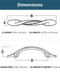 Diagram showing dimensions of 10 Pack Satin Nickel Cabinet Handles 3 Inch Hole Center Classic Pulls For Kitchen Cabinets Drawers And Dressers Durable Metal Hardware With Fade And Scratch Resistant Finish For Easy Room Refresh.