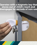 Adhesive Magnetic Cabinet Locks Set With Four Locks And One Key Easy Installation No Tools Needed For Most Cabinets Strong 3M Adhesive Kid Safe Home Security