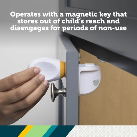Adhesive Magnetic Cabinet Locks Set With Four Locks And One Key Easy Installation No Tools Needed For Most Cabinets Strong 3M Adhesive Kid Safe Home Security