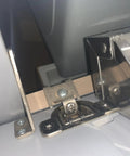 Close-up of installed Two Pack Tilt Out Drawer Hinges Kit One Eighth Inch Overlay For False Fronts And Pull Out Trays, cabinet hardware