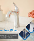 Vaughn Single Handle Lavatory Faucet Chrome Finish With All Metal Body Water Saving 1.2 GPM Flow in bathroom setting