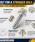 1200-Piece Heavy-Duty Workhorse, Self-Drilling Screws Assortment Kit, 410 Stainless Steel features visible components.