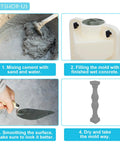 Two Part 26 Inch Concrete Roman Molds For DIY Balustrades And Garden Decor Easy To Use European Roman Casting Mold For Cement Plaster And Concrete Front And Back Pieces For A Sturdy Fence Or Balcony Rail Molding in use with cement pouring and smoothing steps.
