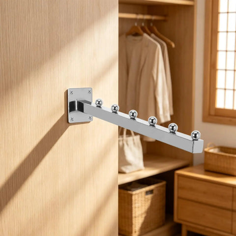Slatwall Waterfall Hooks Set With 6 Beads Heavy Duty Aluminum Garment Hanger Rack 11.8 Inch Wall Mounted Clothes Racks