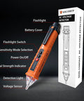 Non Contact Voltage Tester That Is Super Handy With Buzzer Alarm And Bright Flashlight For Home And Jobsite, 3 Voltage Ranges 12V 48V 70V To 1000V, Live And Null Wire Finder, NCV Detector, Wire Breakpoint Finder, Orange, with box