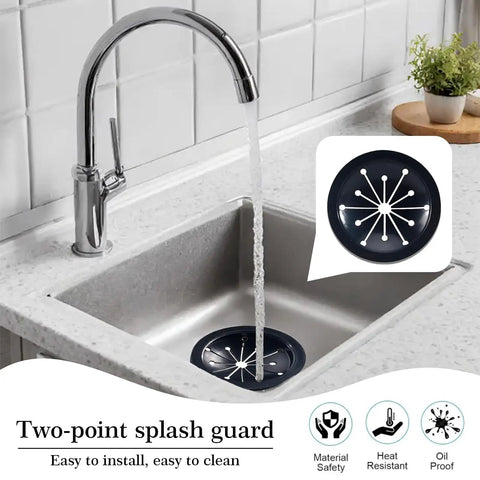 4 Pack Garbage Disposal Splash Guard Rubber Inserts 3.1 Inch Kitchen Sink Drain Guard in black sink with running water