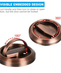 Red Bronze 4.9mm Round Recessed Pull Handle Knob with 180 and 360-degree rotation, slick concealed pull for sliding doors and drawers
