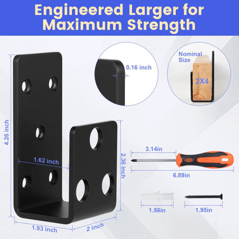 Heavy Duty Door Barricade Brackets For 2x4 Doors, Steel Security Bar Holder For Home Basement And Garage, Pre Drilled