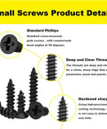 Wood Screws Assortment Kit With 600 Pieces Self Tapping Phillips Drive Flat Head Carbon Steel Black Screws Product Details