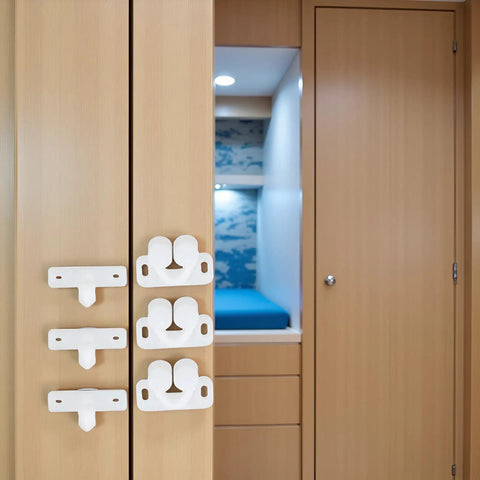 Set Of 3 White Ball Catch Latches For Cabinets And Cupboards Marine Grade Door Closures That Snap With Spring Back Plates Plastic Roller Catches Durable Cabinet Hardware For Home Improvement And Boat Projects on wood cabinet doors