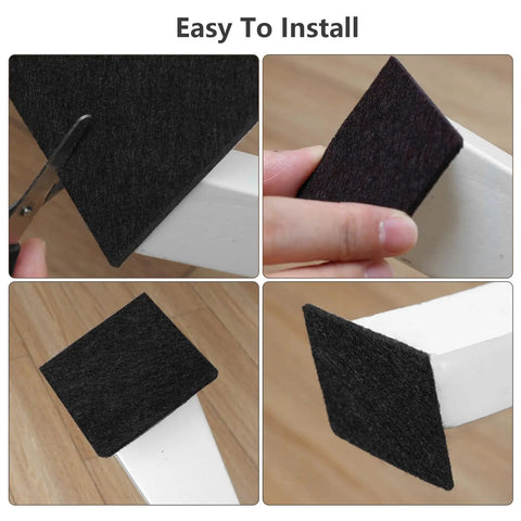 Heckin Smooth Felt Furniture Pads For Hardwood Floors Anti Scratch Guards being installed on chair legs.
