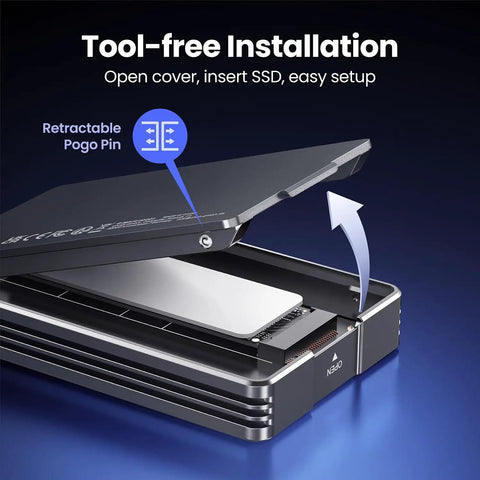 Blazing Fast External Ssd Enclosure For M2 Nvme Drives Featuring Usb 4 And Thunderbolt 4 showing tool-free installation process.