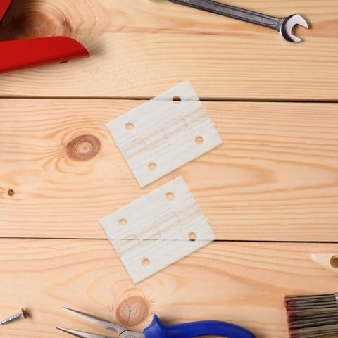 Two Sets of Mini Acrylic Hinges for Wooden Boxes and Crafts on wooden table with tools, easy install, durable kitchen cupboard hardware