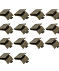 Built Tough Adjustable Steel Pilaster Shelf Clip Brackets With Dead Simple Slide Mount And Smooth Galvanized Coating For Any Standard Wood Or Metal Shelving Rack System Bronze Pack Of Fourteen, set of 14 heavy-duty brackets.