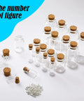 Rad Craft Supply Set Featuring 45 Mini Glass Potion Bottles With Tight Cork Stoppers And Durable Eye Hooks, assorted sizes and corks.